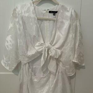 Hutch Love in the Abstract Maxi Dress Gown White Tie Front Cut Out